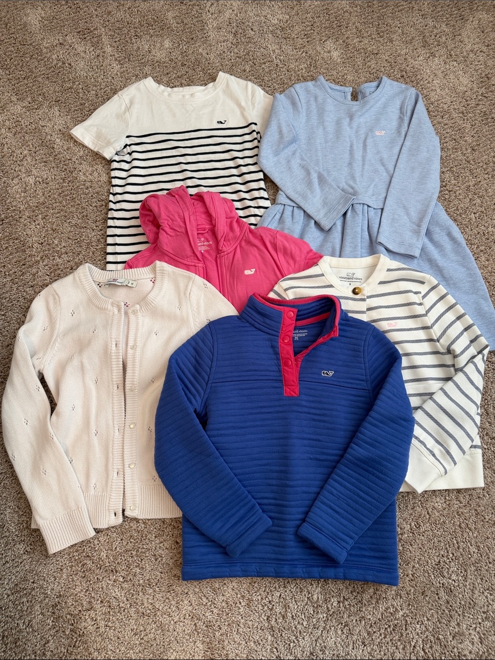 Vineyard Vines Girls Mixed Tops Set - Blue, Pink, Navy, Cream, Striped Size 6